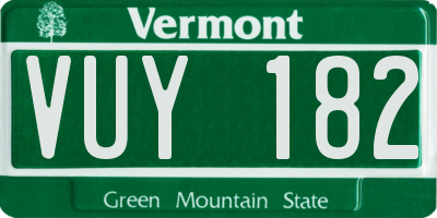 VT license plate VUY182