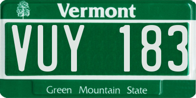 VT license plate VUY183
