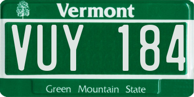 VT license plate VUY184