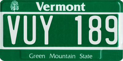 VT license plate VUY189