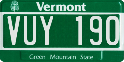 VT license plate VUY190