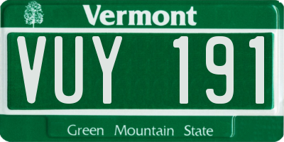 VT license plate VUY191