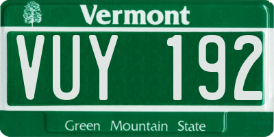 VT license plate VUY192