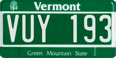 VT license plate VUY193