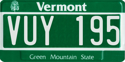 VT license plate VUY195