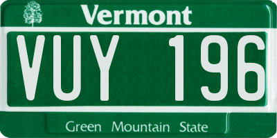 VT license plate VUY196