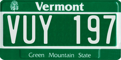 VT license plate VUY197