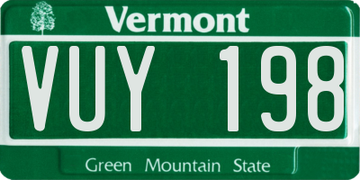VT license plate VUY198