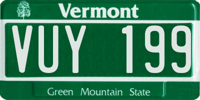 VT license plate VUY199