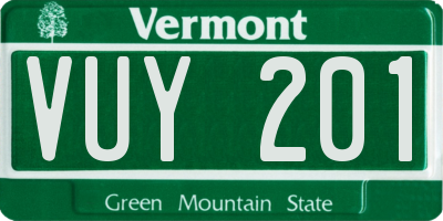VT license plate VUY201
