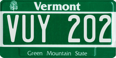 VT license plate VUY202