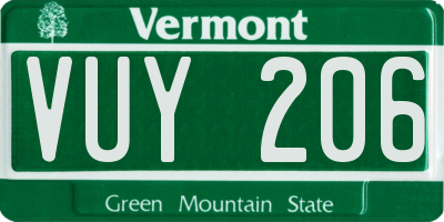 VT license plate VUY206