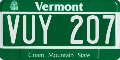 VT license plate VUY207