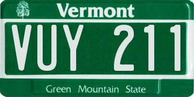 VT license plate VUY211