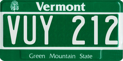 VT license plate VUY212
