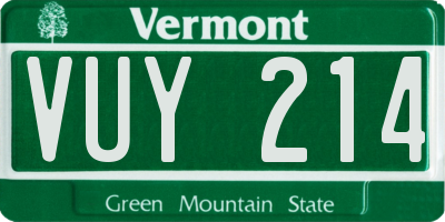 VT license plate VUY214