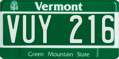 VT license plate VUY216