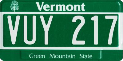 VT license plate VUY217