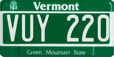 VT license plate VUY220