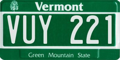 VT license plate VUY221