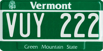 VT license plate VUY222