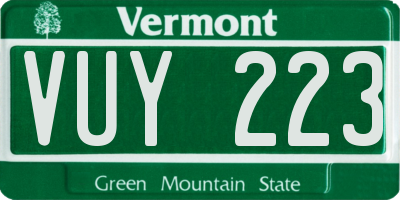 VT license plate VUY223