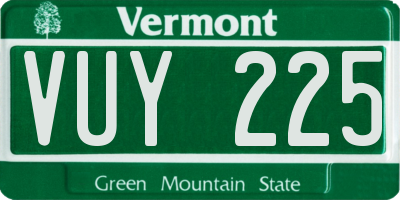 VT license plate VUY225