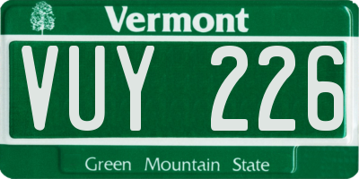 VT license plate VUY226