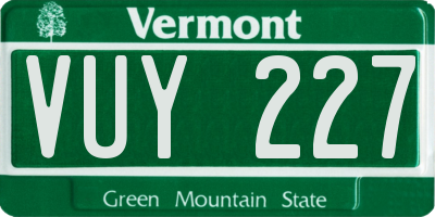 VT license plate VUY227