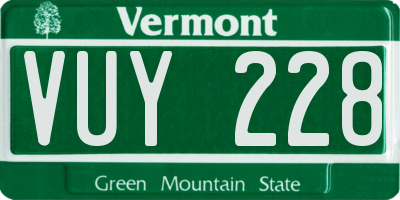 VT license plate VUY228
