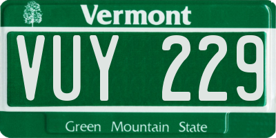 VT license plate VUY229