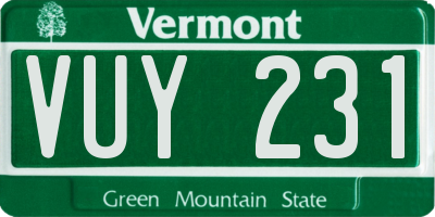 VT license plate VUY231