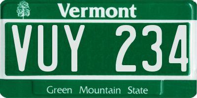 VT license plate VUY234