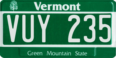 VT license plate VUY235