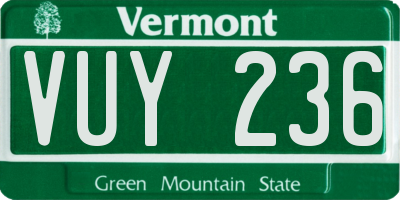 VT license plate VUY236