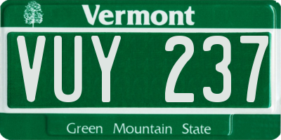 VT license plate VUY237