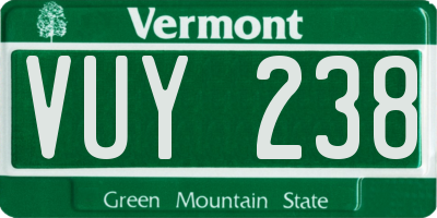 VT license plate VUY238