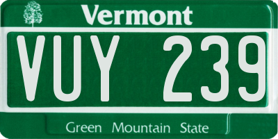VT license plate VUY239