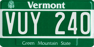 VT license plate VUY240