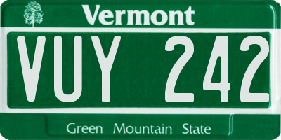 VT license plate VUY242