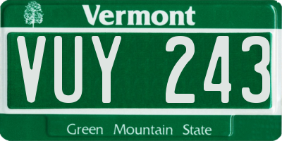 VT license plate VUY243