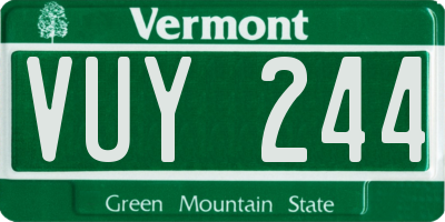VT license plate VUY244