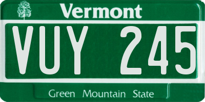 VT license plate VUY245