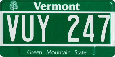 VT license plate VUY247