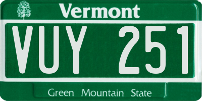 VT license plate VUY251