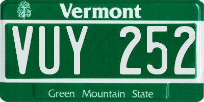 VT license plate VUY252