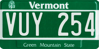 VT license plate VUY254