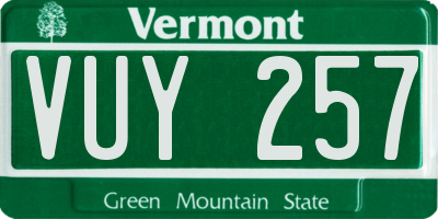 VT license plate VUY257