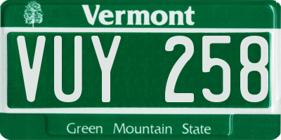 VT license plate VUY258