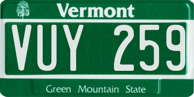 VT license plate VUY259